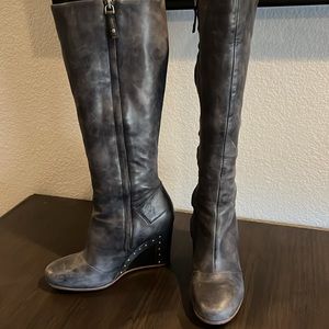 Navy UGG leather boots